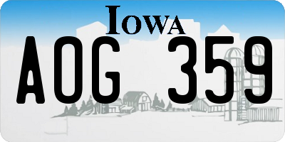 IA license plate AOG359