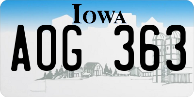 IA license plate AOG363