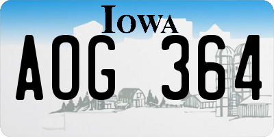 IA license plate AOG364