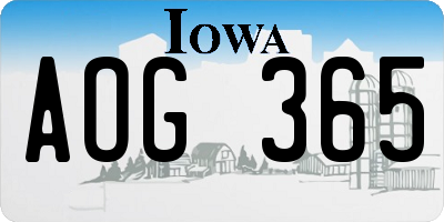 IA license plate AOG365