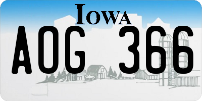 IA license plate AOG366