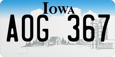 IA license plate AOG367