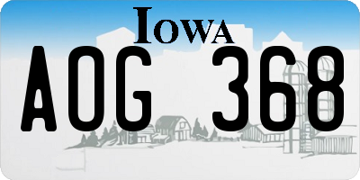 IA license plate AOG368