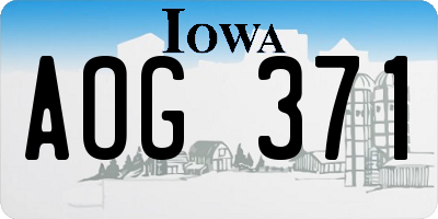 IA license plate AOG371