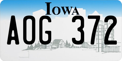IA license plate AOG372