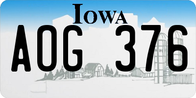 IA license plate AOG376