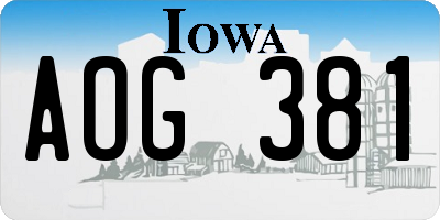 IA license plate AOG381