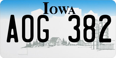 IA license plate AOG382