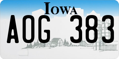 IA license plate AOG383