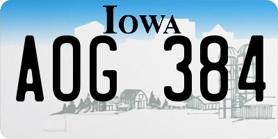IA license plate AOG384