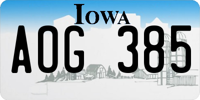 IA license plate AOG385