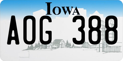 IA license plate AOG388