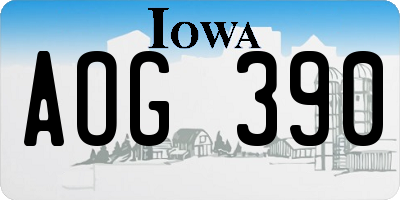 IA license plate AOG390