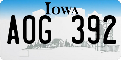 IA license plate AOG392
