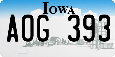 IA license plate AOG393