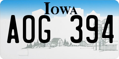 IA license plate AOG394