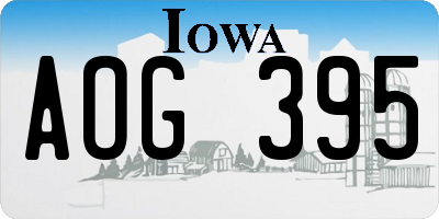 IA license plate AOG395