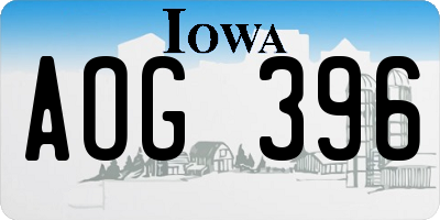 IA license plate AOG396