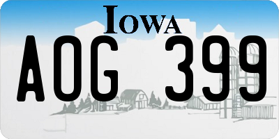 IA license plate AOG399
