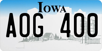 IA license plate AOG400