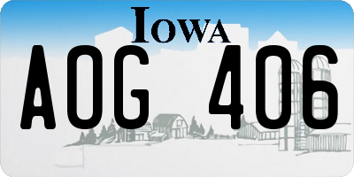 IA license plate AOG406