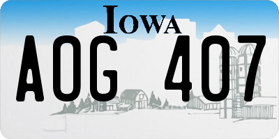 IA license plate AOG407