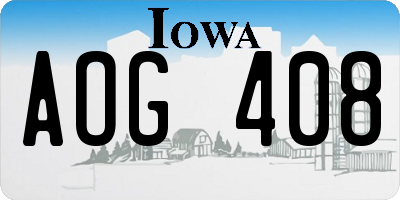 IA license plate AOG408