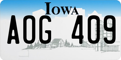 IA license plate AOG409
