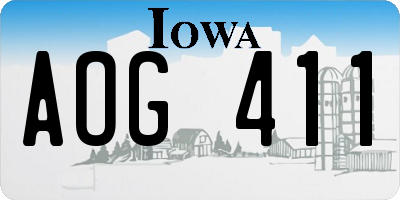 IA license plate AOG411