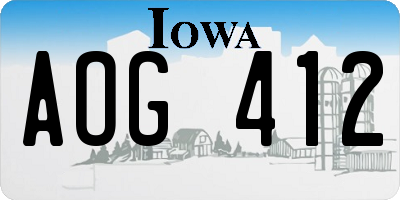 IA license plate AOG412