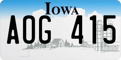 IA license plate AOG415