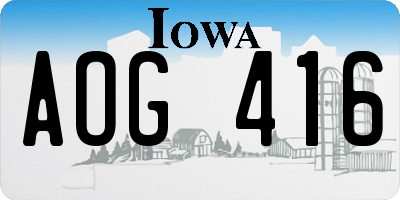IA license plate AOG416