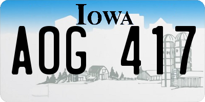 IA license plate AOG417