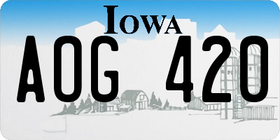 IA license plate AOG420