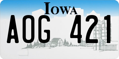 IA license plate AOG421
