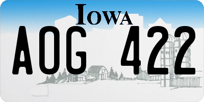 IA license plate AOG422