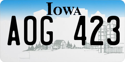 IA license plate AOG423