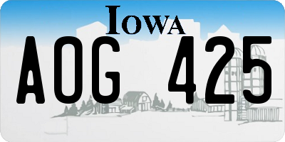 IA license plate AOG425