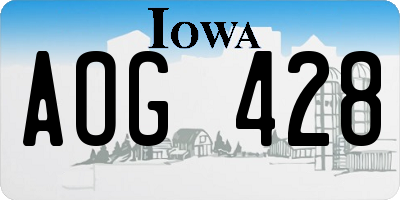 IA license plate AOG428