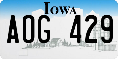 IA license plate AOG429