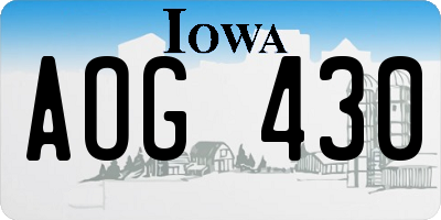 IA license plate AOG430