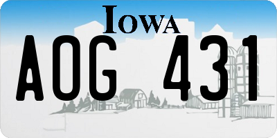 IA license plate AOG431