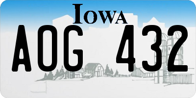 IA license plate AOG432