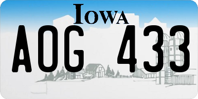 IA license plate AOG433