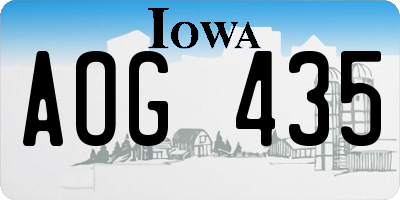IA license plate AOG435