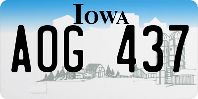IA license plate AOG437