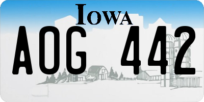 IA license plate AOG442