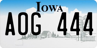 IA license plate AOG444