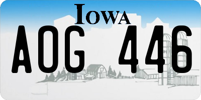 IA license plate AOG446