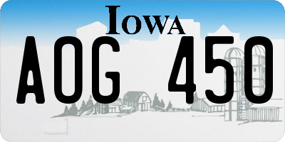 IA license plate AOG450